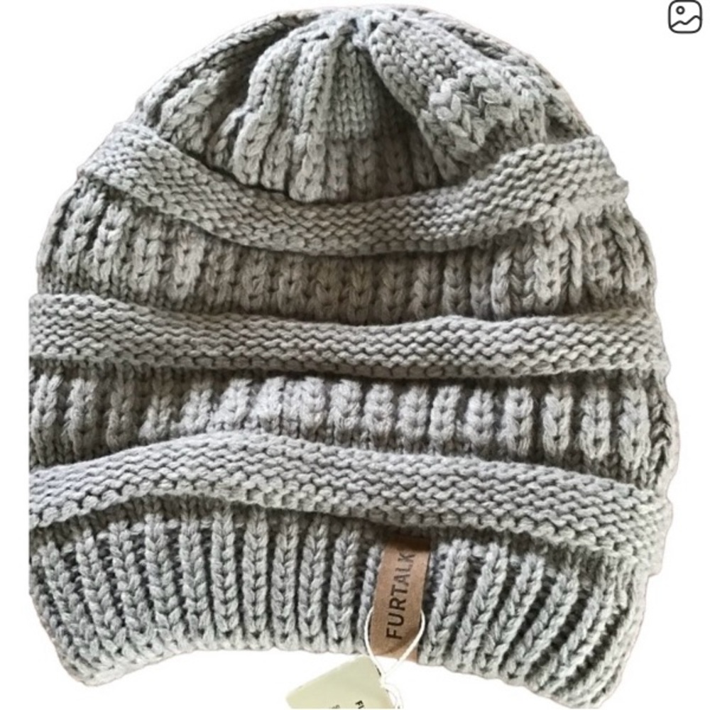 Furtalk Gray Knit Beanie